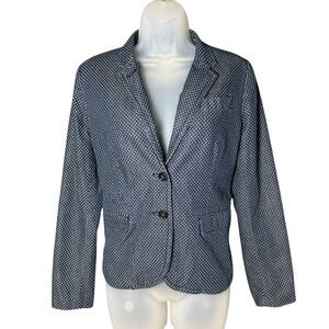 J.Crew Schoolboy Blazer Size 6 Chambray Polka Dot Classic Denim Look Jacket